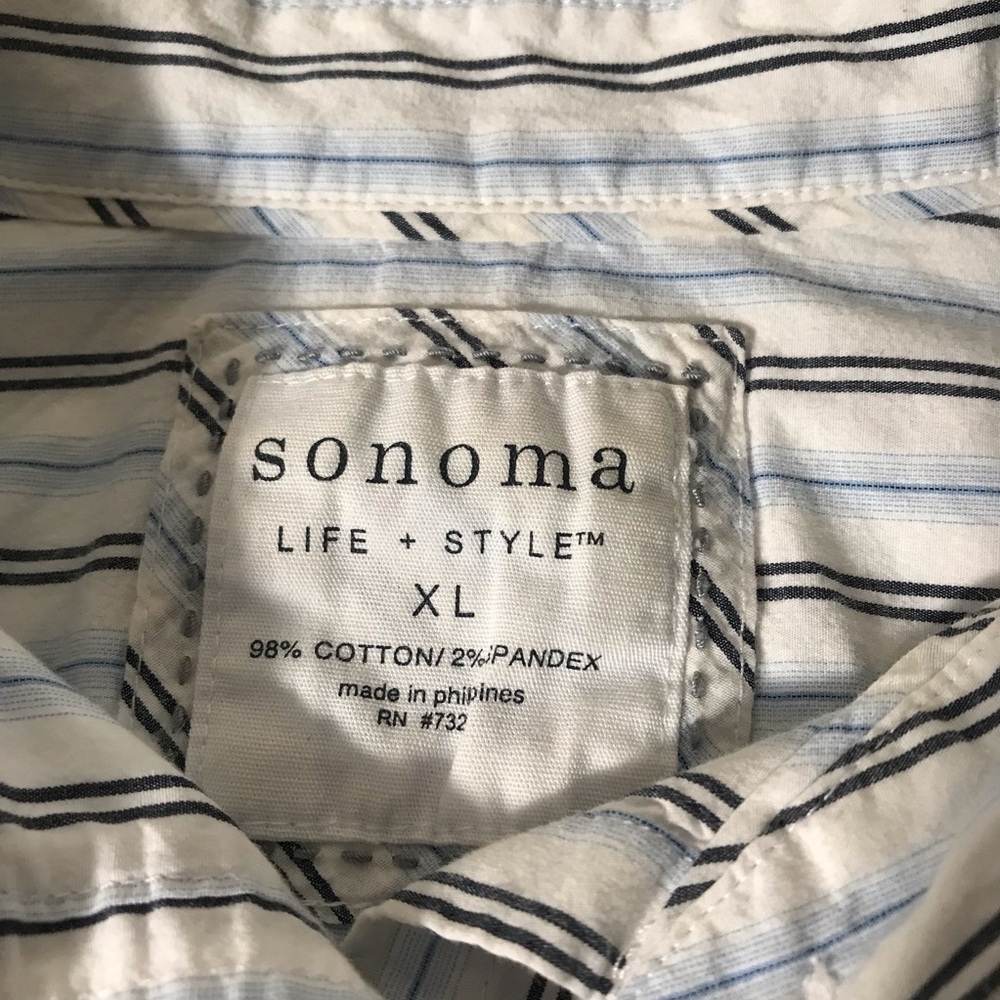 Sonoma Women's Striped Button Down Shirt - White - Picture 4 of 8